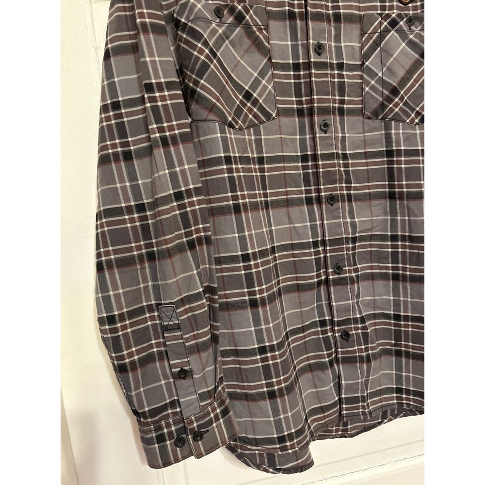Harley-Davidson 120th Anniversary Plaid Button Down‎ Shirt 2XL Grey Moto Flannel - Picture 7 of 9